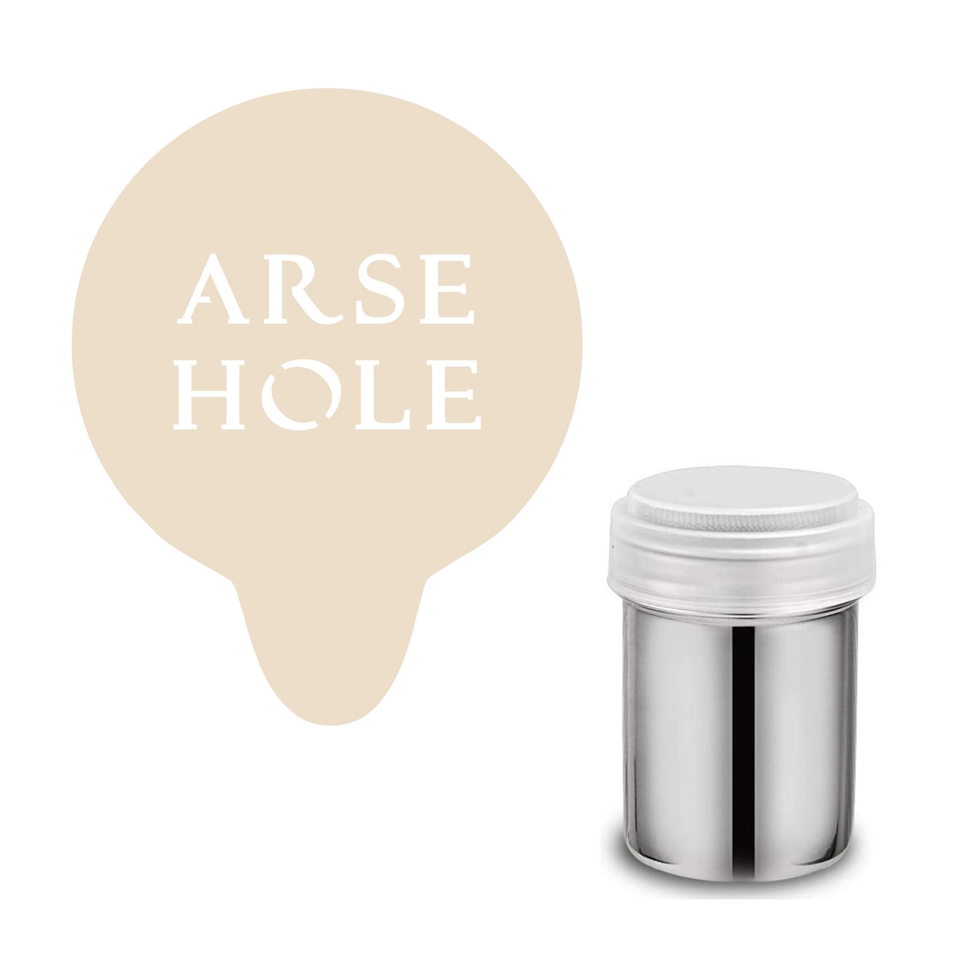 Arse Hole Coffee Stencil. Rude Leaving Presents Tan Colour Acrylic Funny Reusable Barista Cappuccino Cocktail Cupcake Cake Art Stencils (Stencil & shaker set)