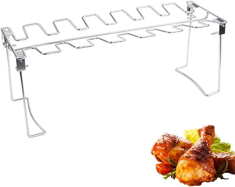 BBQ Grill Outdoor BBQ Grill Rack 14 Slots Stainless Steel Barbecue Drumsticks Holder Oven Roaster Stand with Drip Pan Tools (Color : D, Size : 1Pcs)