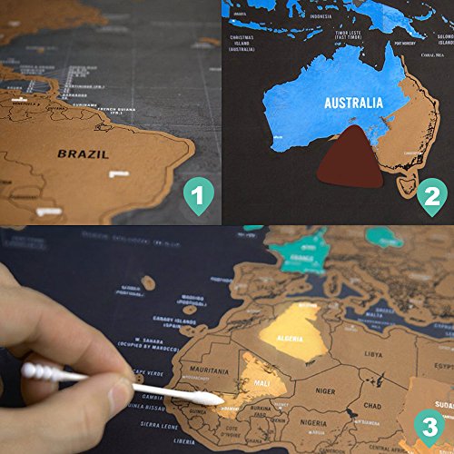 DECARETA Mappa del Mondo da Grattare Cartina