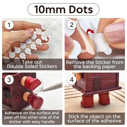 Image of JIEHENG 300Pcs Double Sided Dot Stickers,0.4 inch Adhesive Dots(10mm) | Removable Adhesive Putty Stickers,Waterproof,Clear Sticky Adhesive Mounting Putty