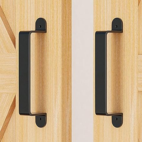 ZEKOO Black Rustic Garden Gate Shed Pull Door Handle Sliding Barn Door Hardware Kit (2PCS) Cover