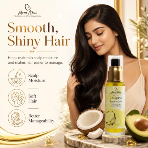 Image of Coconut & Avocado Oil for Hair Growth & Skin Care | Cold Pressed Body Massage Oil for Hair Face & Baby | Deep Moisturizing Lightweight Non Sticky Oil for Scalp & Skin | 50 ml