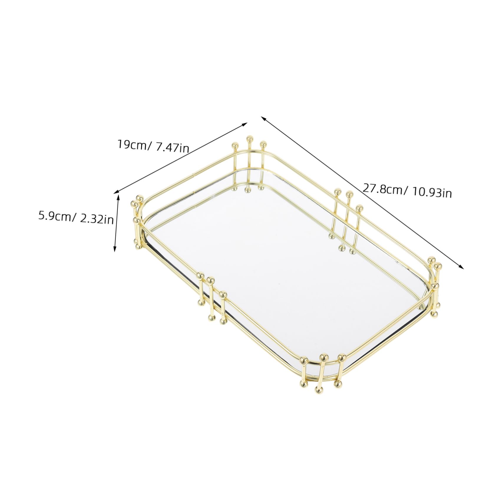 DINHEAROM Decorative Vanity Tray Spacious Makeup Organizer for Countertop Multi-Functional Storage for Bathroom Rv Camping Stylish Design for Perfume Items Easy to Clean Iron Tray