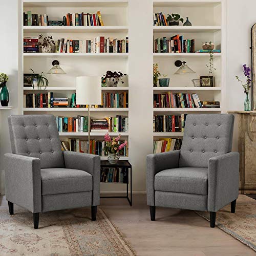 Sillón reclinable moderno tapizado gris miniatura 2