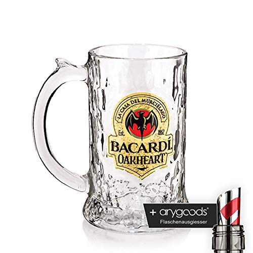  Bacardi Rum Oakheart Fledermaus Krug Glas / Gläser, Markenglas, Longdrinkglas + Flaschenausgiesser