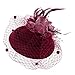 Produktbild RG-FA Fascinator Haarspange Haarreif Pillbox Hut Bowler Feder Schleier Hochzeit Party Neu burgunderfarben