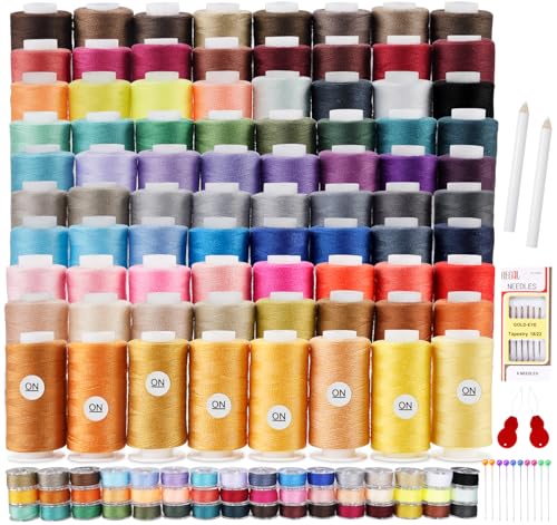 ilauke 80 Colors Sewing Thread Matched Prewound Bobbins, 400 Yards