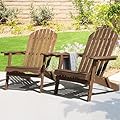 IDZO Outdoor Adirondack Chair Set of 2, Pre-Assembled Backrest, Patio Furniture Set, Outdoor Furniture for Garden, Porch, Deck, Firepit