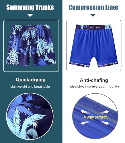 Image of APTRO Men's Swim Trunks with Compression Liner 5 Inch Bathing Suit Beach Swimsuits