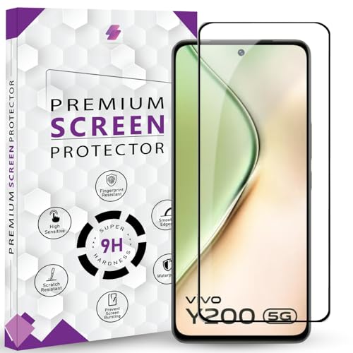 Image of Premium Tempered Glass Screen Protector Guard For Vivo Y200 5G (6.67 Inch, Pack of 1) | Edge to Edge Coverage With Easy to installation kit
