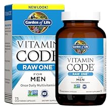 Garden of Life Vitamin Code Raw One for Men, Once Daily Multivitamin, 75 Capsules, One a Day Mens Vitamins Plus Fruit, Veggies & Probiotics for Mens Health, Vegetarian Multivitamins