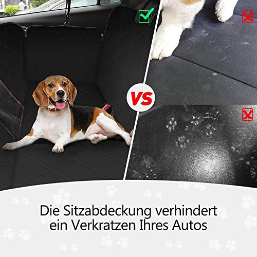OMORC Hundedecke Autoschondecke, Wasserdichte Hundedecke für Auto Rückbank, 4-Lagigen Rutschfeste Design mit Sicherheitsgurt Sichtfenster für Auto/Van/SUV - 3