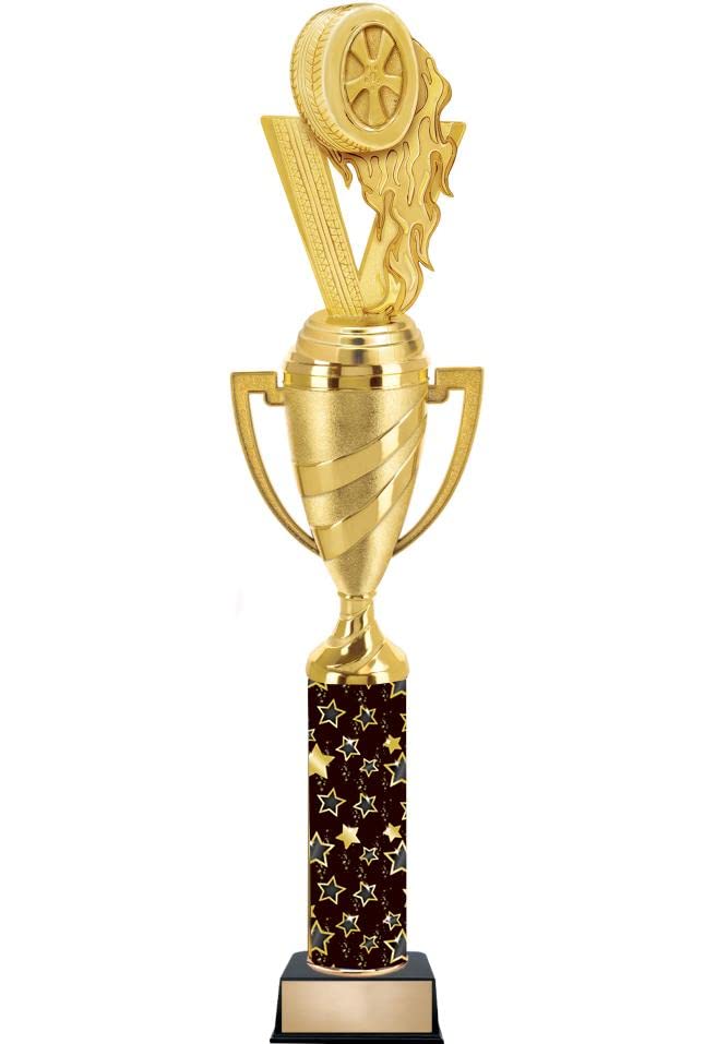 Crown AwardsPersonalized Black Starlite Racing Trophy, 14" Racing Tire Trophy Prize, Personalize with Free Engraving