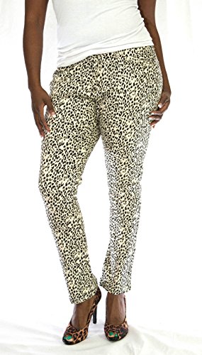 Jeans Colony Women's Plus Size Leopard Cheetah Animal Print Stretch Twill Jeans Skinny Pants2