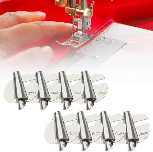 Pie de cáñamo enrollado universal mejorado 2024, 0.394-0.394 pulgadas, 8 tamaños de dobladillo enrollado ancho, máquina de coser prensatelas, pie de