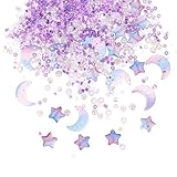 2200Pcs Star Moon Shape Beads Seed Glass Beads for Jewelry Making, Purple Series Acrylic Craft Beads Colored Beads for DIY Craft Bracelets, Pearl Beads Loose Spacer Beads for DIY Crafts