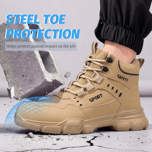 Image of Steel Toe Boots for Men Puncture Resistant Work Utility Safety Shoes
