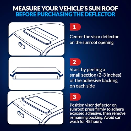 Image of Sunroof Wind Deflector Car Sunroof Cover Compatible with 2006-2013 Audi A3 | Waterproof Moonroof Auto Window Deflectors Visor Thickness 1.4mm 880mm 34.6 inch | Dark Smoke | Set of 1
