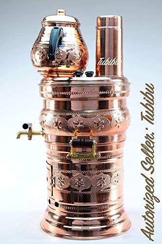 Tubibu Handmade Copper Charcoal Samovar Tea Pot Set