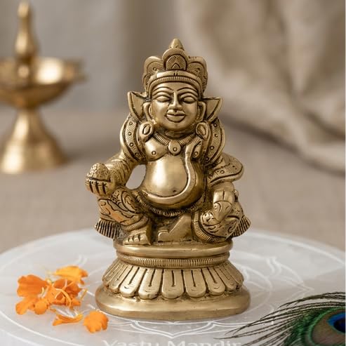 Image of Brass Kuber Ji Idol, Vastu Remedy for Wealth & Prosperity (12 cm, 550 g)