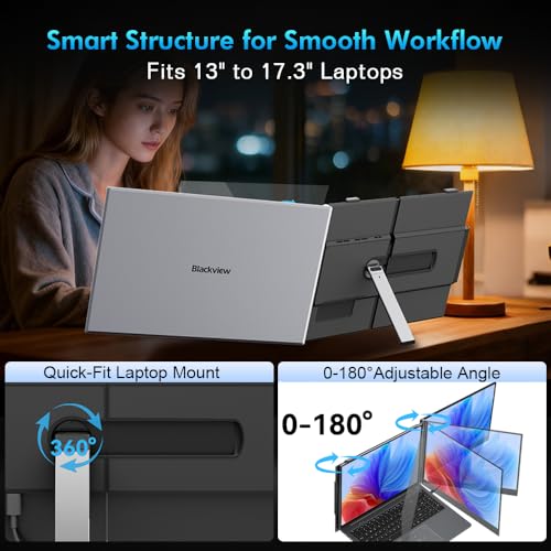 Image of Blackview Laptop Screen Extender 15.6 inch FHD, 1.7lbs Ultra-Light & 0.17 inch Ultra-Slim,100% sRGB, USB-C /HDMI, Built-in Speaker, TUV Low Blue Light, Plug & Play for Windows /Mac /Android /Switch-SCM8