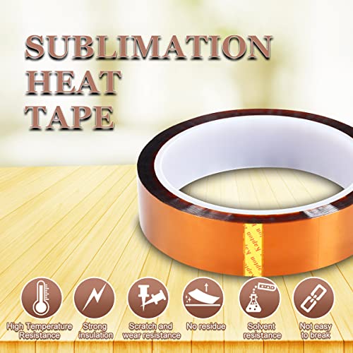 Image of Polyimide Film Adhesive Tape High Temperature Tape 1 inch (25.4mm) X 33m,No Residue Heat Resistant Tape for Sublimation, Masking, 3D Printing, Electric Task, Soldering
