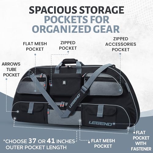 Image of LEGEND Apollo Soft Bow Case - Compound Bow Case with Multiple Storage & Foam Padding, Lightweight Bow and Arrow Case for Archery Accessories, Bow Bag with Arrow Tube Pocket - 40 inch & 44 inch