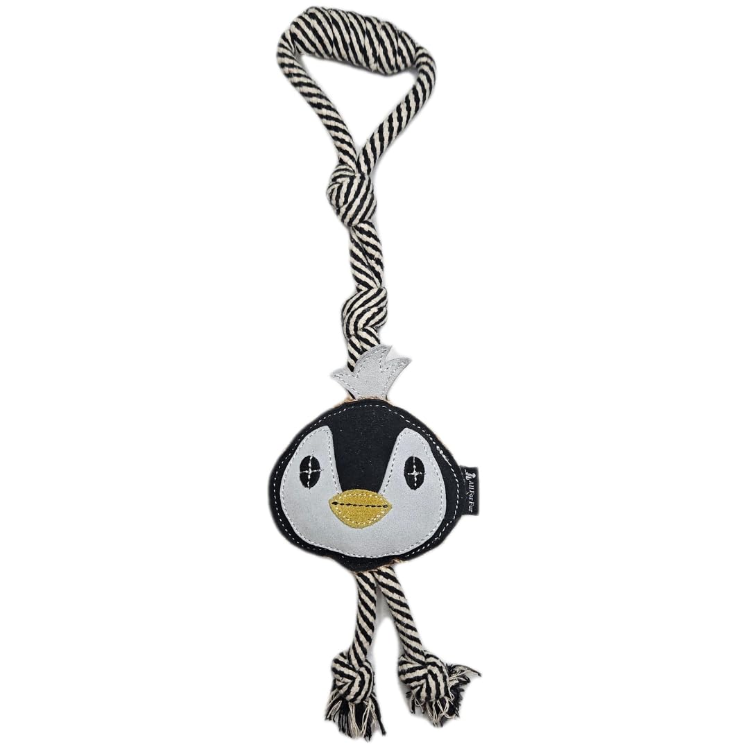 Samyuktha Levin The Penguin - Juguete para masticar de piel de ante natural, ecológico, duradero, no tóxico y divertido, para perros pequeños, medianos, grandes y extragrandes