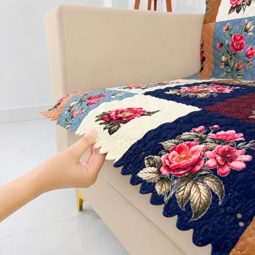 Image of Homerz Premium Printed Quilted Velvet Sofa Slip Cover Protector, Sofa Mat, Exact Size, Antislip Cover (Milan, 2 Seater, Full)