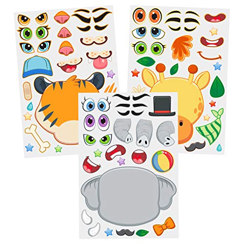 Joyin 36 Pcs 9.8”X6.7" Make-A-Face Sticker Sheets Make Your Own Safari Animal Mix And Match Sticker Sheets With Safaris Animals Kids Party Favor Supplies Craft #TOP3