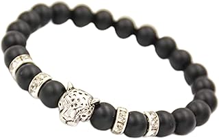 Black cheetah Eye Beads Lava Stone Bracelet For Men Women Natural Stone Bead