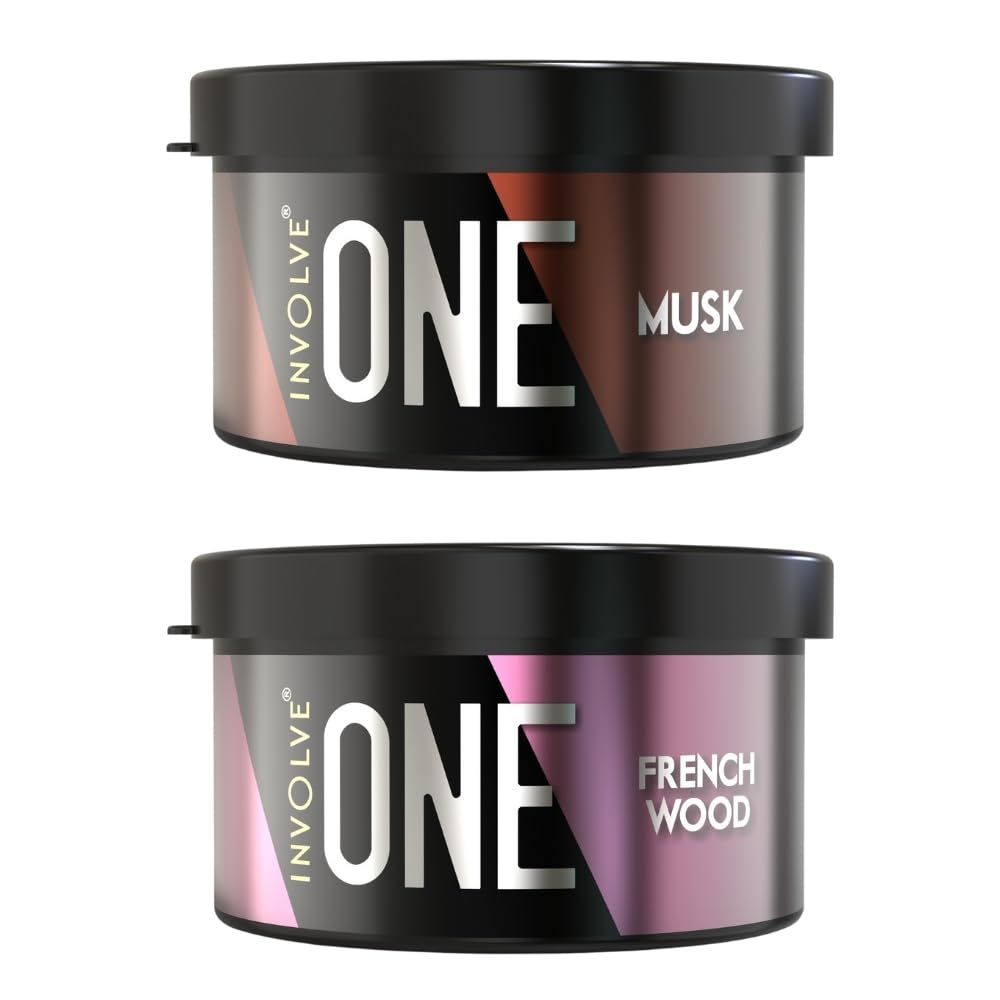 Involve Your Senses ONE Musk Organic Car Perfume & ONE Frenchwood Fragrance Organic Car Perfume Combo -Pack 2 | Long lasting fregrance | Car fresheners | Car accessories interior