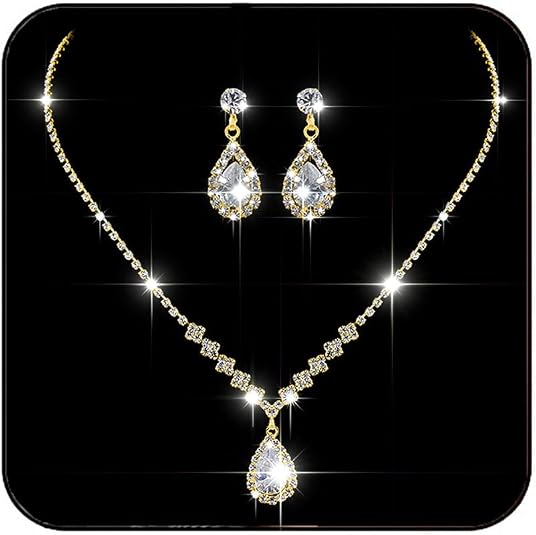 JAKAWIN Silver Bridal Crystal Jewelry Set – Necklace & Earrings (3PCS)