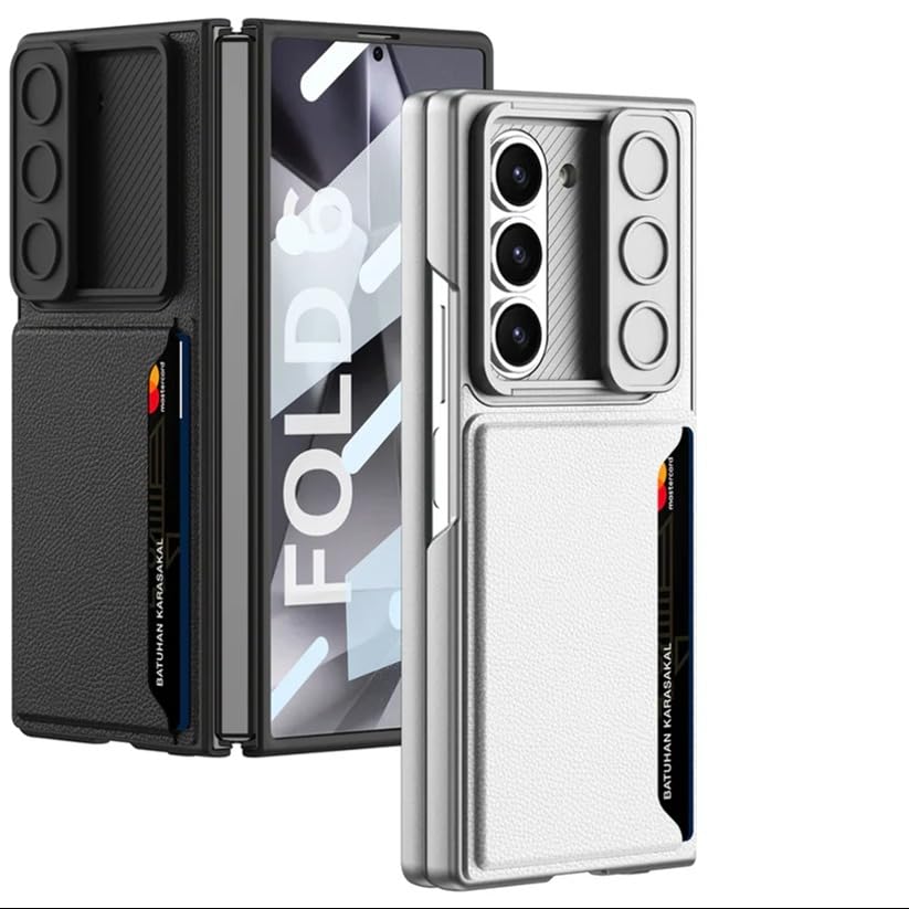 Image of MILLION CASES Back Cover Case for Samsung Galaxy Z Fold6 Shockproof Protective Sliding Window Wallet Case for Men & Boys(Carbon Black)