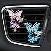 2Pcs Butterfly Car Air Vent Clip Car Fragrance Car Diffuser Air Freshener Rhinestone Car Bling Accessories (Purple) #3