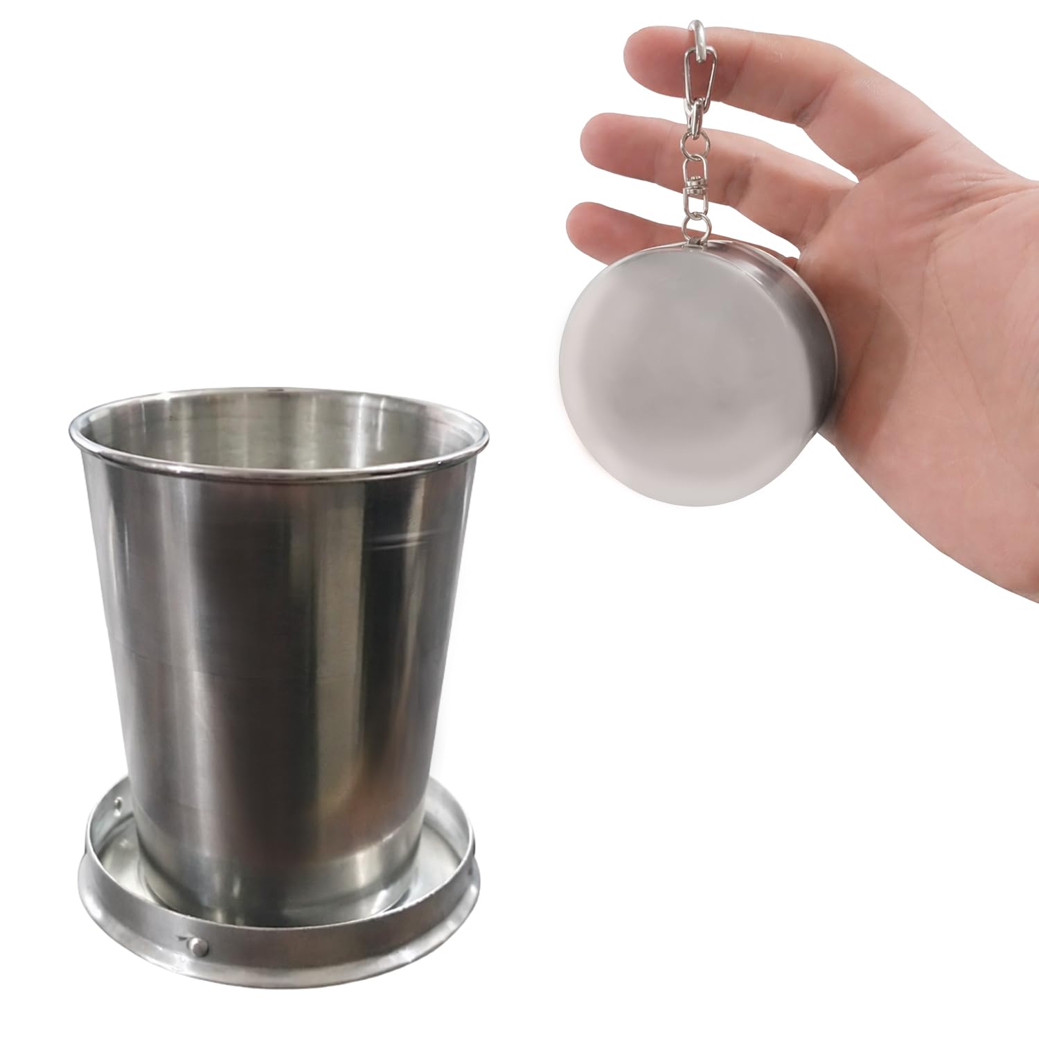 Oblivion Foldable Glass Keychain 1 Pc – 2 in 1 Camping Folding Cup with Keychain, Portable Stainless Steel Collapsible Travel Mug, Lightweight Reusable Cup for Hiking, Trekking & Outdoor Adventures-picture-24