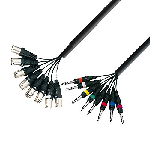 Adam Hall Cables 3 STAR L8 MV 0300 - Câble Multipaire 8 x XLR mâle vers 8 x Jack 6,35 mm TRS stéréo 3 m