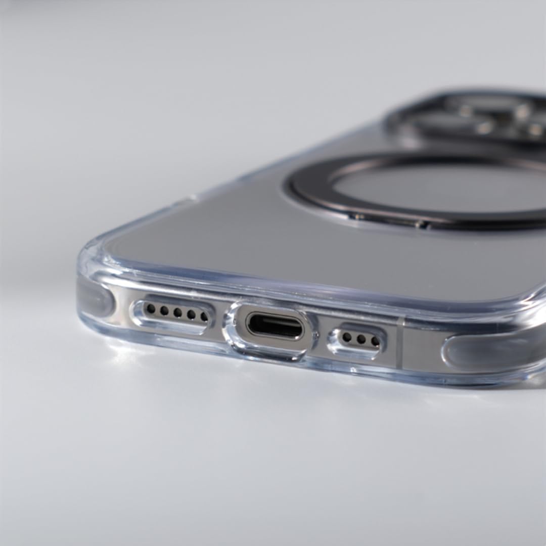 Magnetyczny obrotowy uchwyt na telefon z podstawką do iPhone'a 15 Pro, etui bezprzewodowe z PC (do iPhone'a 15 Pro/BIAŁY)