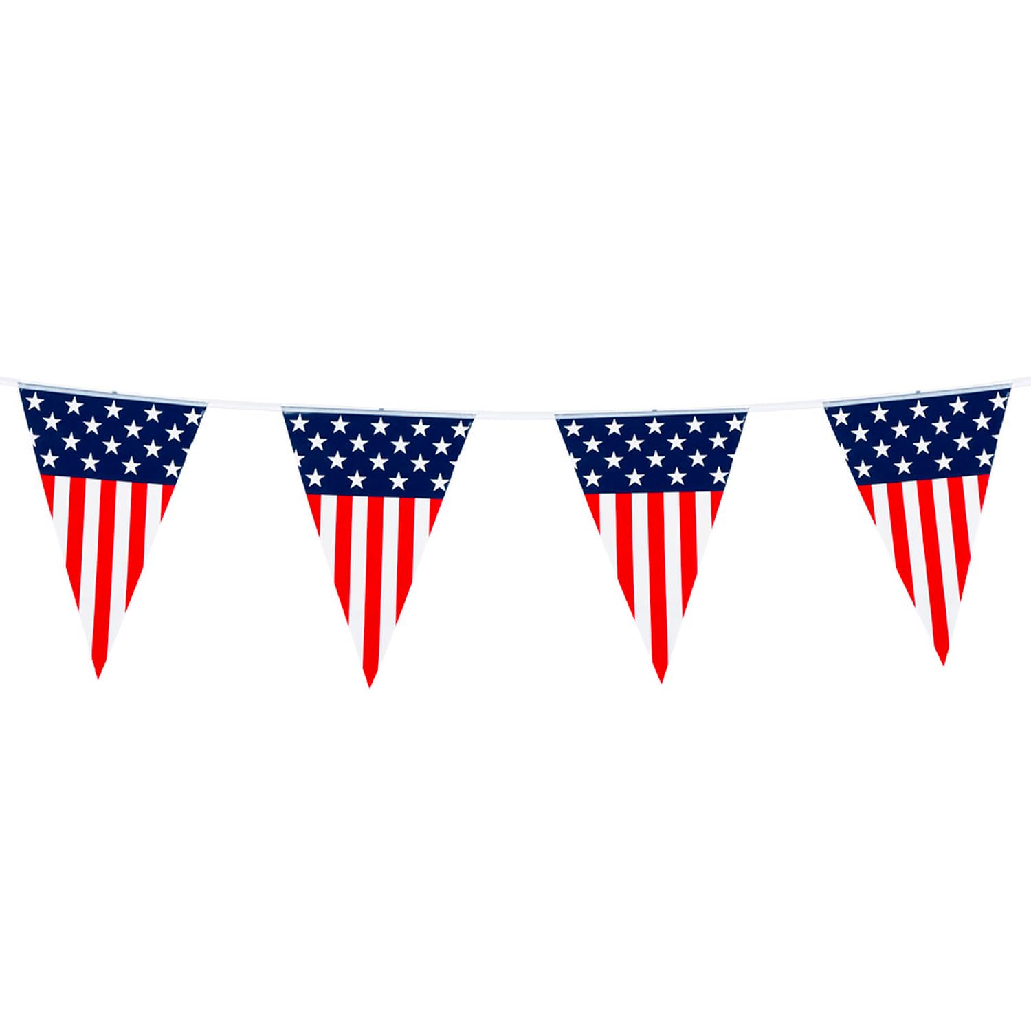 USA Bunting 6 m Stars and Stripes - American Flags Garland with Large Bunting 20 x 30 cm - Weatherproof & Reusable - USA Decoration for Garden Party, Events & Public Viewing