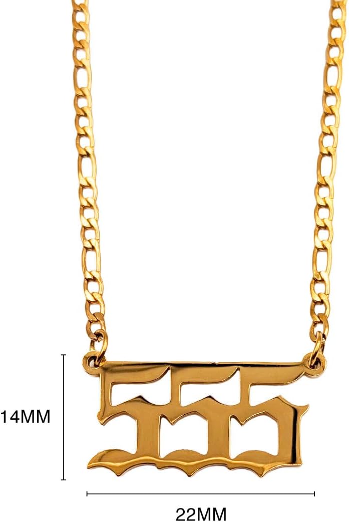 Bruha Angel Number Necklace 111-999 - Stainless Steel Waterproof Tarnish Proof Pendant for Women - Hypoallergenic Gold Silver Chain - Adjustable 14-16 Inch - Numerology Jewelry - Gift Box