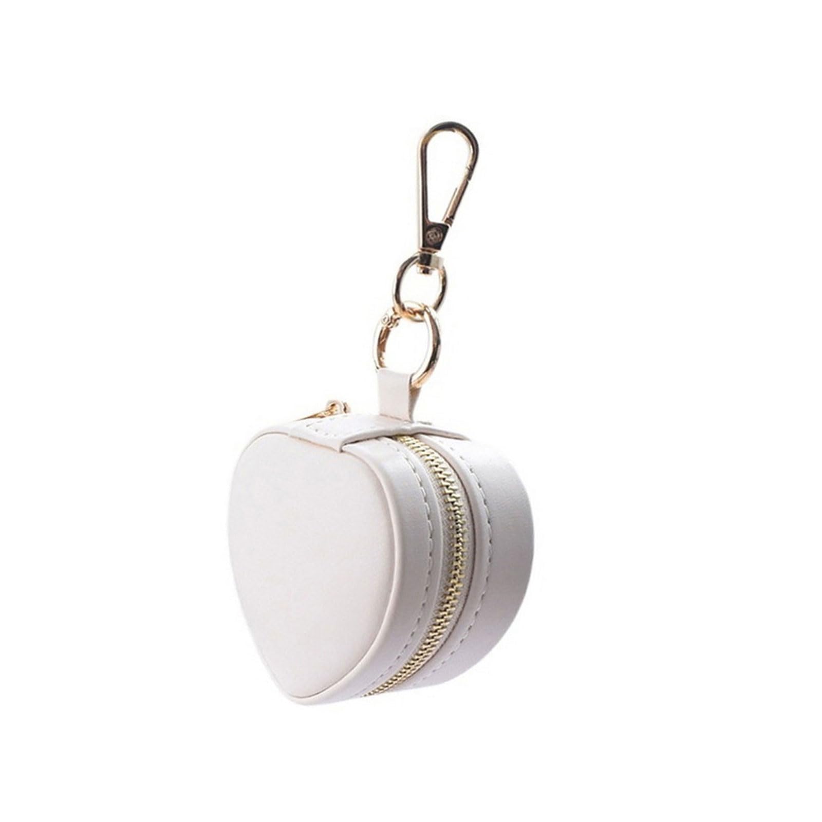 APGLSXY Tiny Jewelry for Travel Planner Heart Plan Keychain Storage Box Protective PU Leather Case for Small Accessories Small Heart Molded Jewelry Planner
