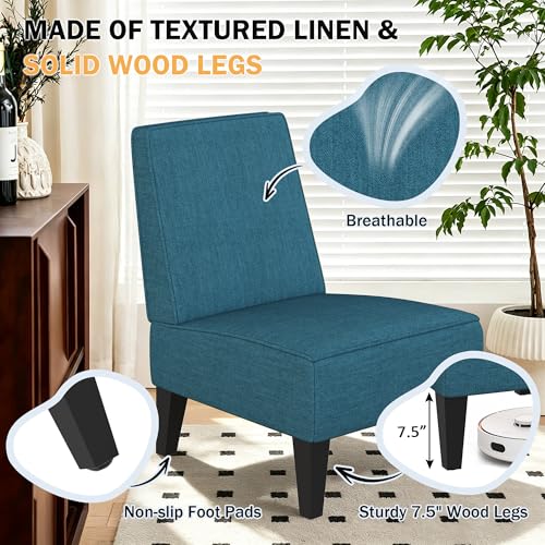 Sillón sin brazos terciopelo azul miniatura 5