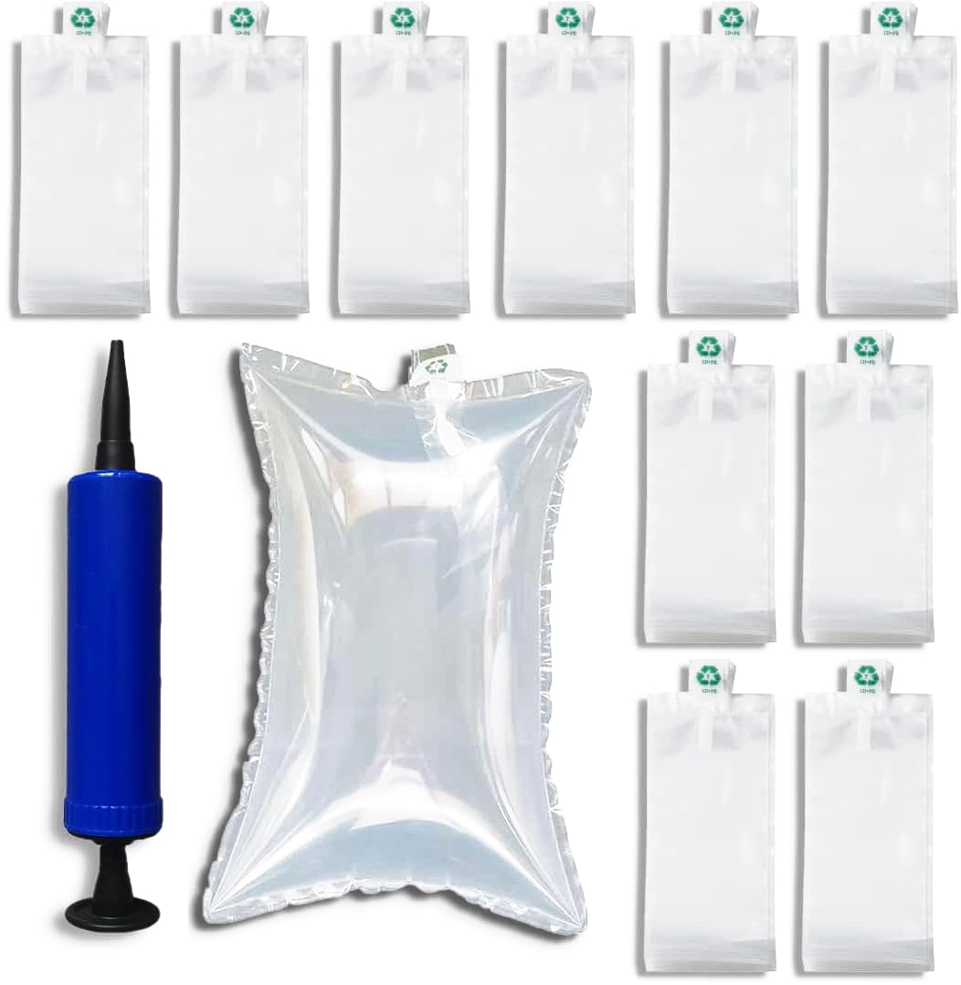 100 Stück Luftkissen-Preforms, 100 x 150 mm Luftkissen, aufblasbare Säcke, Verpackungsfüllmaterial, Airbags, Luftpolstertaschen, Transportpolstermaterial, mit wiederverwendbaren Pumpen