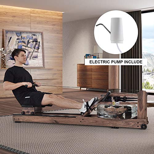 image for E-riding Rowing Machine Black Walnut Wood Water Rower with Bluetooth M