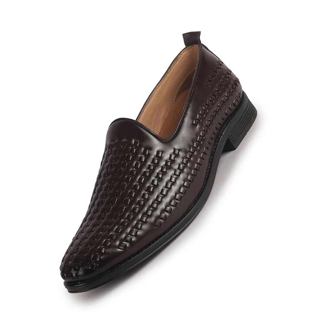 Men Handcraft Textured Upper Ethnic Wedding Prom Slip-On Shoes | Cocktail Party Slip Ons for Tuxedo Dress | Anti Slip TPR Welted Sole-image-33