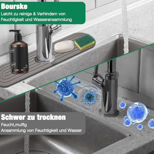 HIULLEN Alfombrilla de Drenaje para Grifo de Fregadero, Alfombrilla de Diatomeas, Alfombrilla de Piedra, Alfombrilla de Diatomeas para Cocina y Baño (45 x 10 cm) - imagen 3