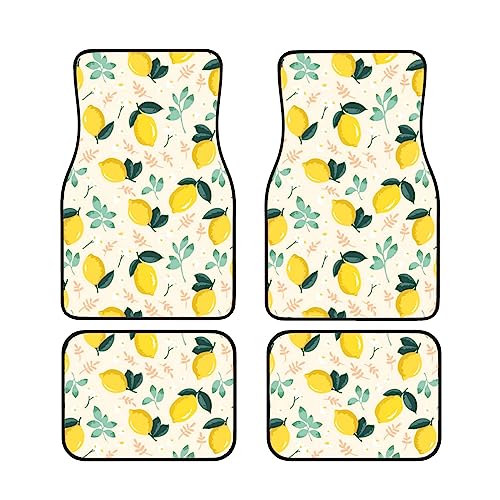 Tapis de sol de voiture en caoutchouc Fruit World pour avant et arrière, lot de 4 universels