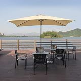VIROYA Patio Paraplu OutdoorTerrace Parasol Balkon Zonneschermparaplu |Rechthoekige Parasol/Hand Crank/Kantelbaar, voor Tuin/Strand/Markt/Salontafel/Zwembad - zonder Basis (Beige) goed, A, A