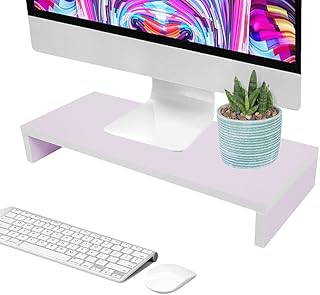 Wood Monitor Riser Stand, 1 Tier PC Laptop Notebook Stand Shelf, 50 * 20 * 7.7cm Large Monitor Stand, Non-slip Solid Wood Computer Laptop Monitor TV Stand for Monitor Risen, Black/Light Pink/Wood
