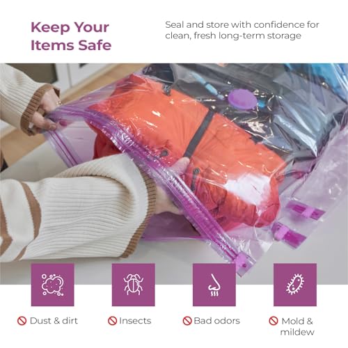 Image of Lifelong Vacuum Storage Bags with Aroma Fresh Pack of 5 | Space Saver Reusable Compression Bags for Clothes, Blankets & Bedding | Odor-Free Airtight Vacuum Seal Travel & Home Organizer